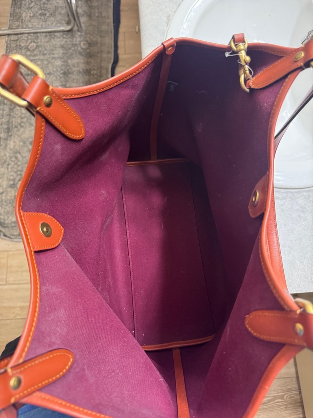 Coach Brown Signature Canvas Tote with Rust Leather Trim - Picture 5 of 5